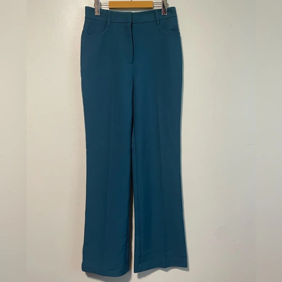 Oak & Fort Teal Back Slit Slim Straight Trouser- Size 8 - Picture 3 of 9